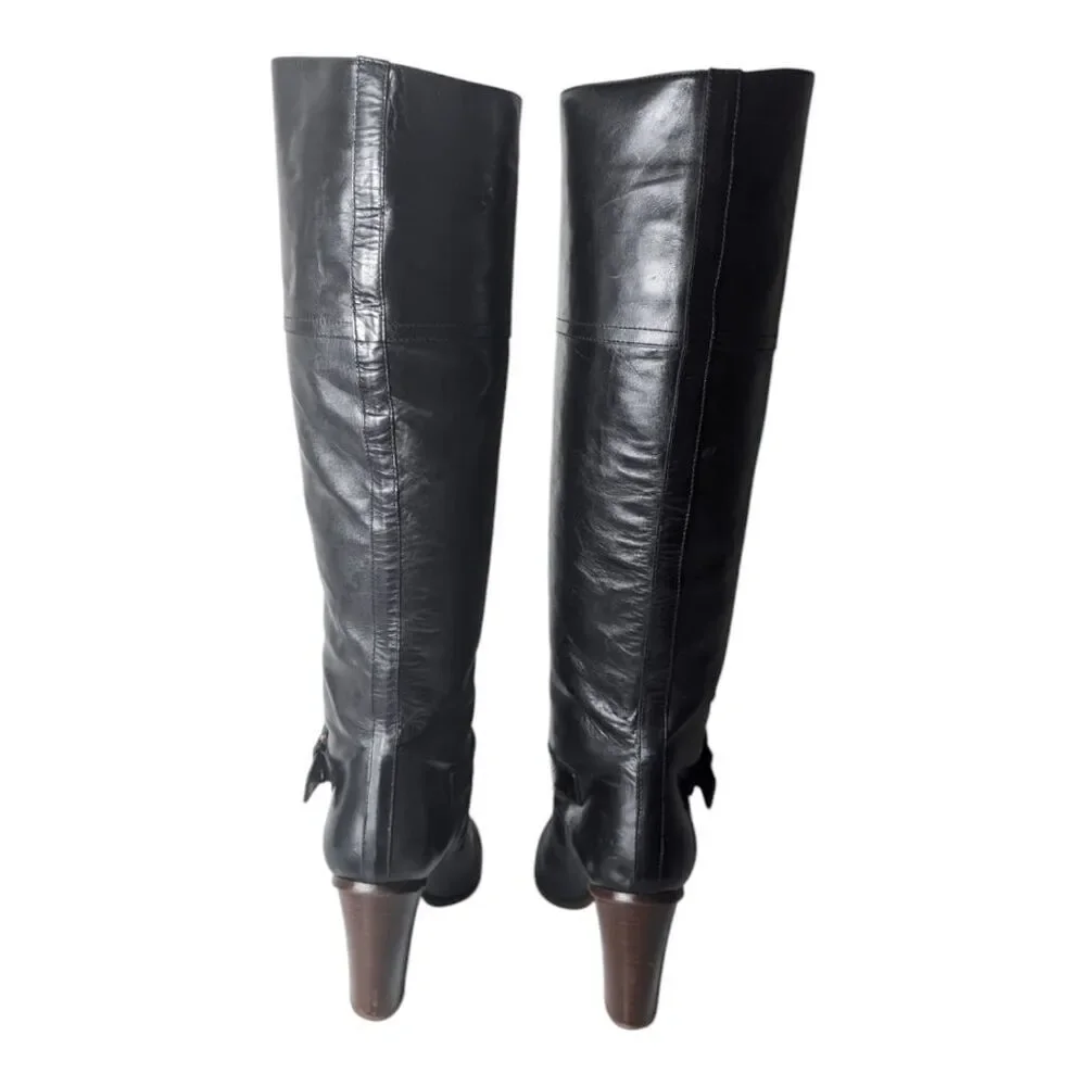 COLISE'E DE SACHA Italian Made Black Leather Over The Knee Boot Size 38